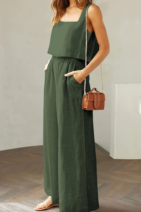 Square Neck Tank Top Long Pants Set