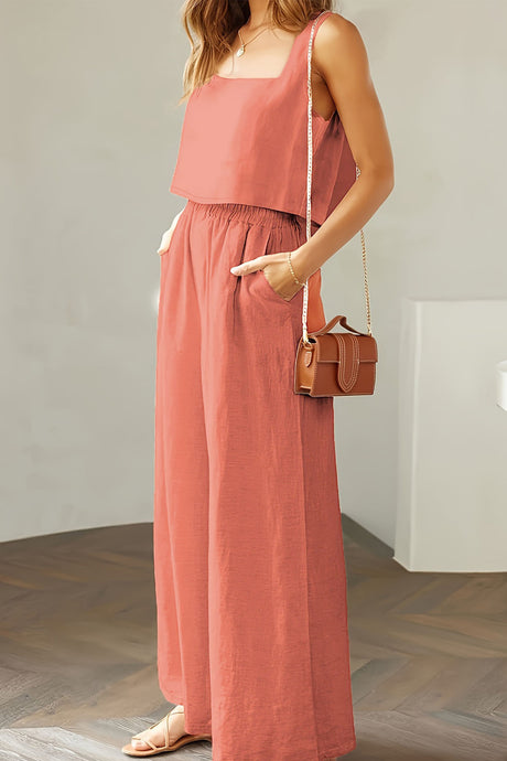 Square Neck Tank Top Long Pants Set