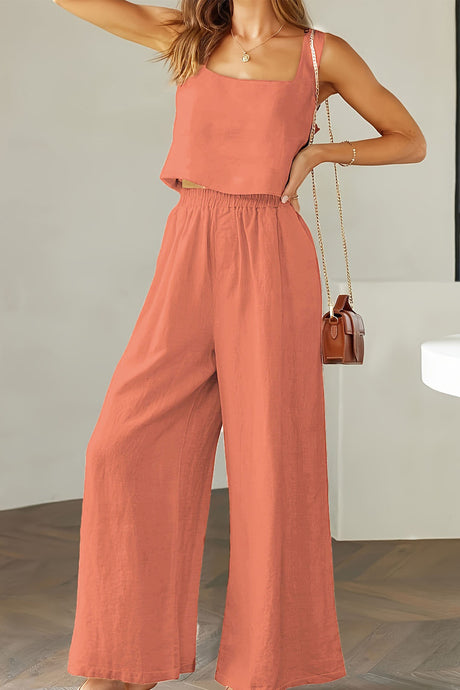 Square Neck Tank Top Long Pants Set
