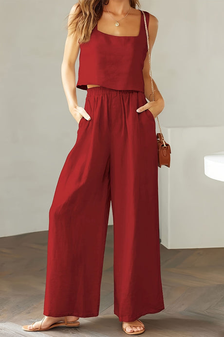 Square Neck Tank Top Long Pants Set