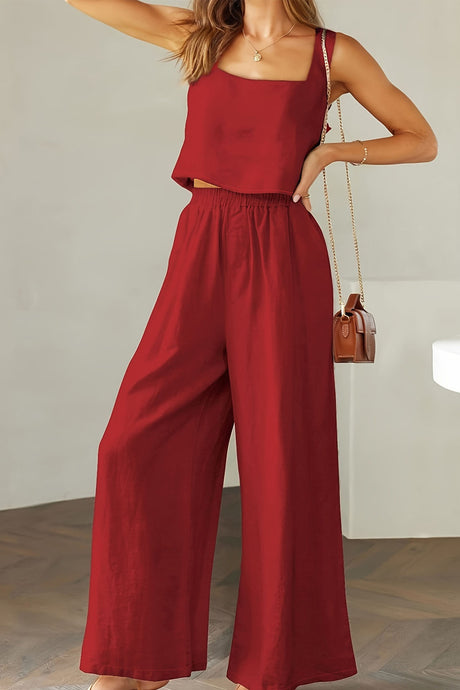 Square Neck Tank Top Long Pants Set