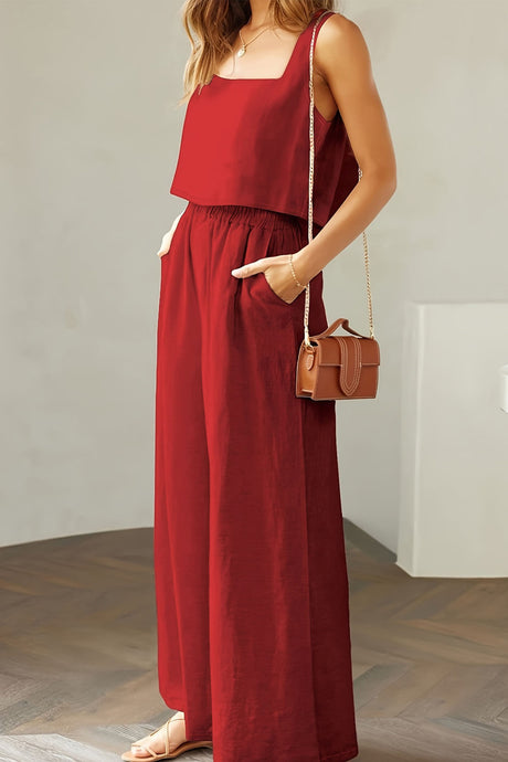 Square Neck Tank Top Long Pants Set