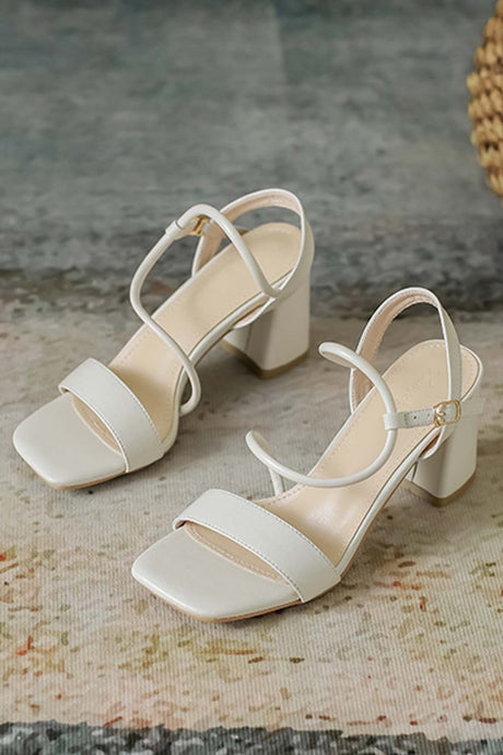 Square Toe Block Heel Strappy Sandals
