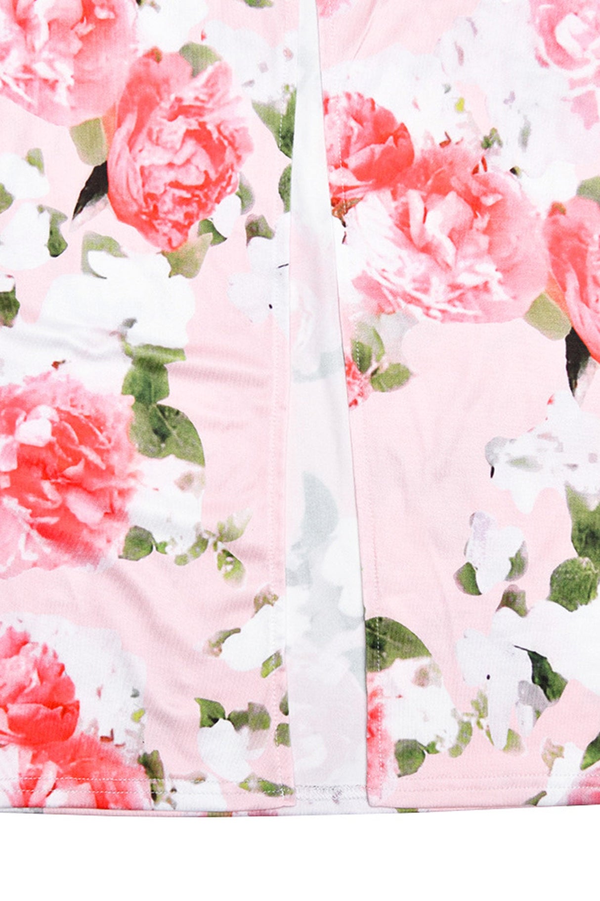 Arolora Pink Floral Print LaceWork Slit Cami Dress