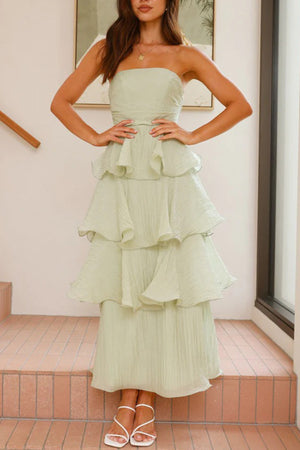 Arolora Strapless Sweet Chiffon Tiered Dress