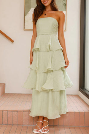 Arolora Strapless Sweet Chiffon Tiered Dress