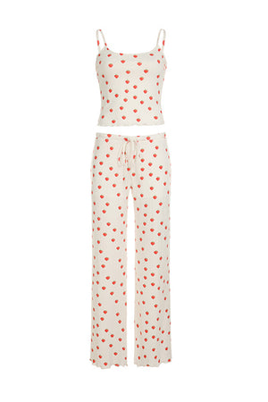 Arolora Strawberry Print Cami Vest Pants Set