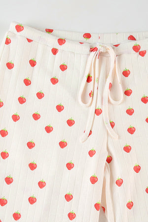 Arolora Strawberry Print Cami Vest Pants Set