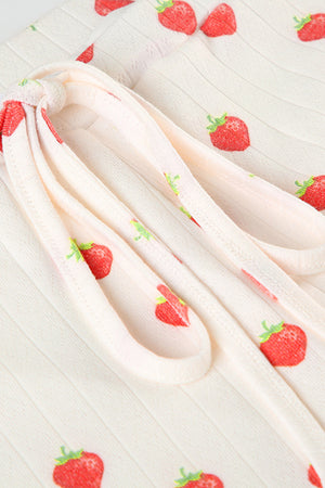 Arolora Strawberry Print Cami Vest Pants Set