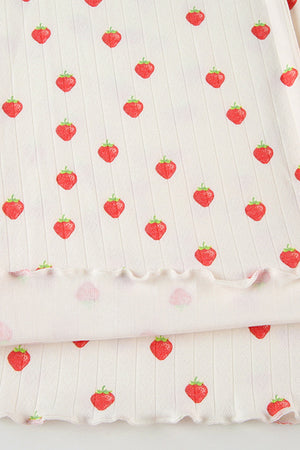 Arolora Strawberry Print Cami Vest Pants Set