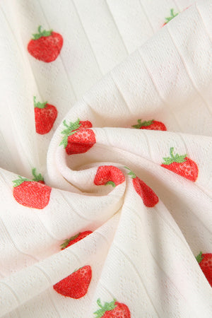 Arolora Strawberry Print Cami Vest Pants Set