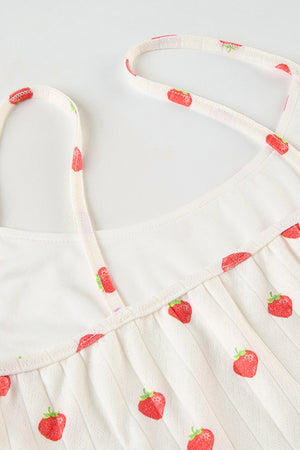 Arolora Strawberry Print Cami Vest Pants Set