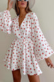 Arolora strawberry-print-puff-sleeve-cotton-dress