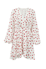Arolora strawberry-print-puff-sleeve-cotton-dress