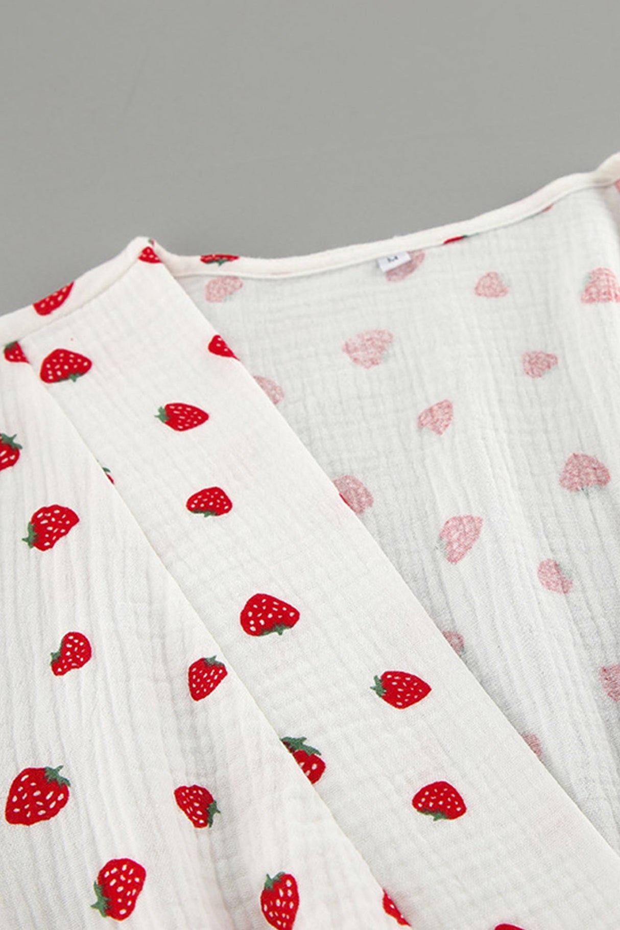 Arolora strawberry-print-puff-sleeve-cotton-dress