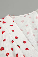 Arolora strawberry-print-puff-sleeve-cotton-dress