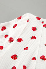 Arolora strawberry-print-puff-sleeve-cotton-dress