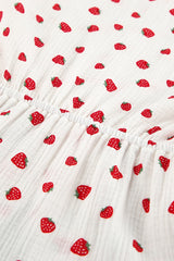 Arolora strawberry-print-puff-sleeve-cotton-dress