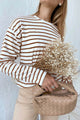 Arolora striped-crew-neck-long-sleeve-cotton-t-shirt