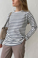 Arolora striped-crew-neck-long-sleeve-cotton-t-shirt