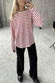 Arolora striped-crew-neck-long-sleeve-cotton-t-shirt