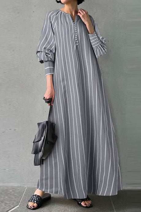 Arolora striped-crew-neck-shirt-dress