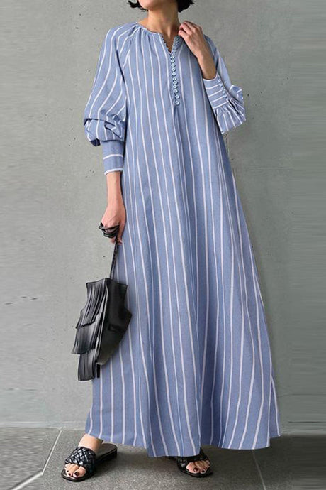 Arolora striped-crew-neck-shirt-dress