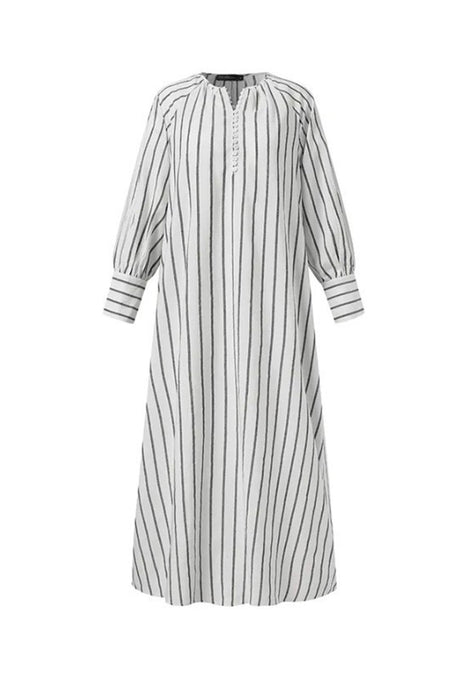 Arolora striped-crew-neck-shirt-dress