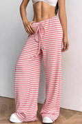 Arolora striped-drawstring-waist-cotton-long-pants