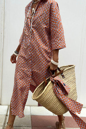 Arolora printed-half-sleeve-shirt-dress