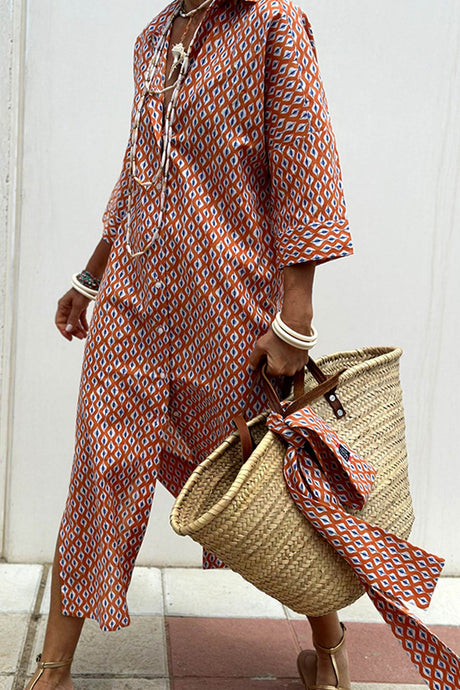 Arolora printed-half-sleeve-shirt-dress