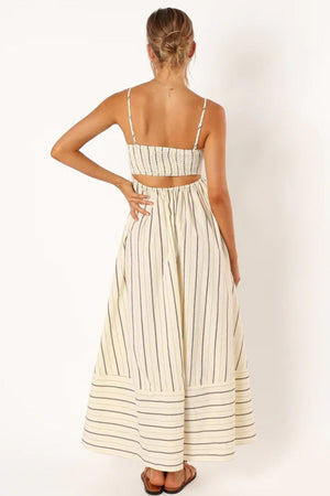 Arolora striped-smocked-cutout-cami-dress
