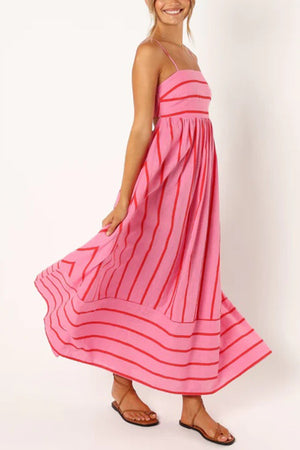 Arolora striped-smocked-cutout-cami-dress