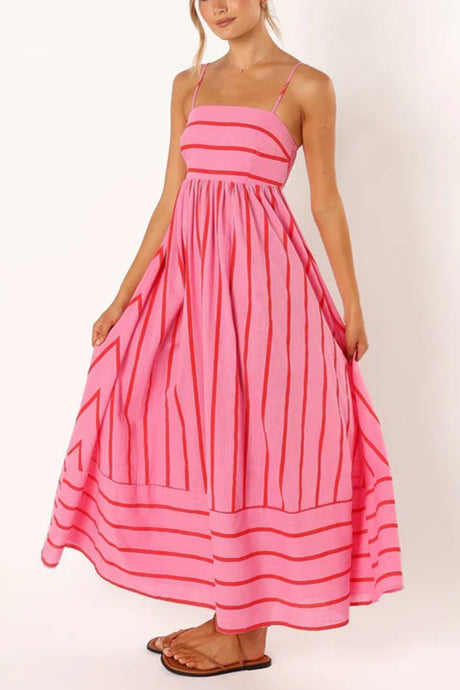 Arolora striped-smocked-cutout-cami-dress