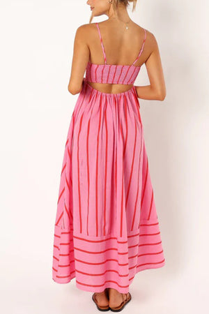Arolora striped-smocked-cutout-cami-dress