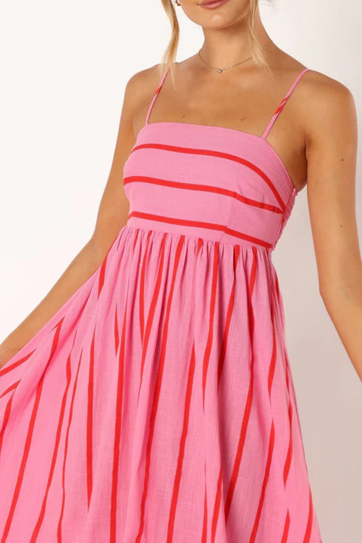 Arolora striped-smocked-cutout-cami-dress