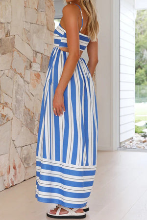 Arolora striped-smocked-cutout-cami-dress