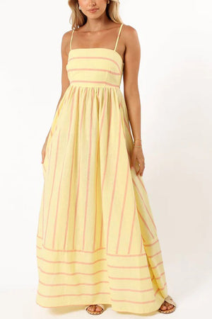 Arolora striped-smocked-cutout-cami-dress
