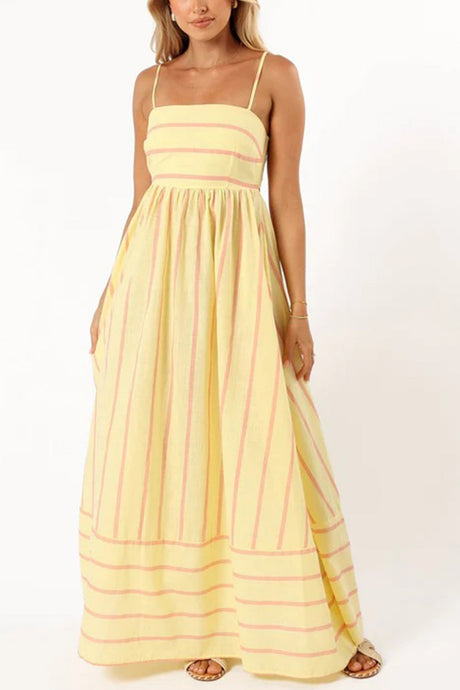 Arolora striped-smocked-cutout-cami-dress