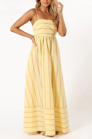 Arolora striped-smocked-cutout-cami-dress