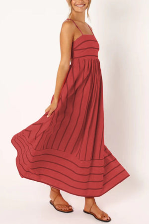 Arolora striped-smocked-cutout-cami-dress