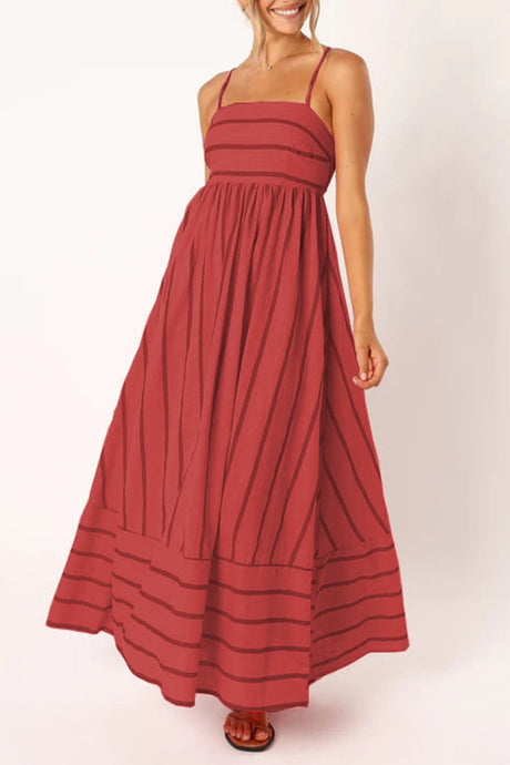 Arolora striped-smocked-cutout-cami-dress