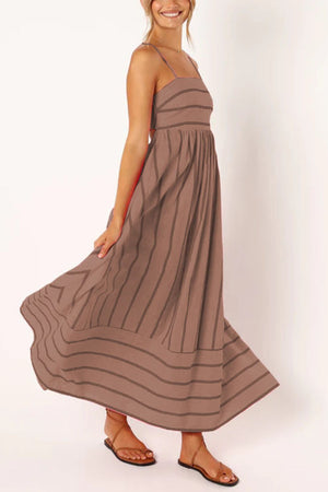 Arolora striped-smocked-cutout-cami-dress