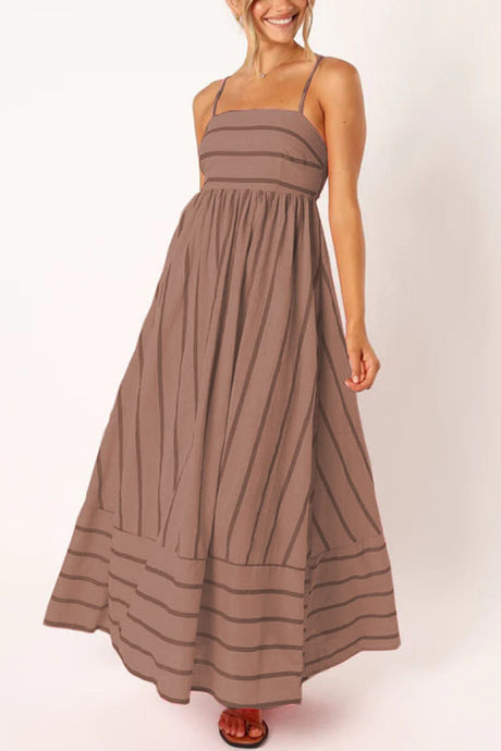 Arolora striped-smocked-cutout-cami-dress