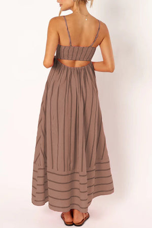 Arolora striped-smocked-cutout-cami-dress