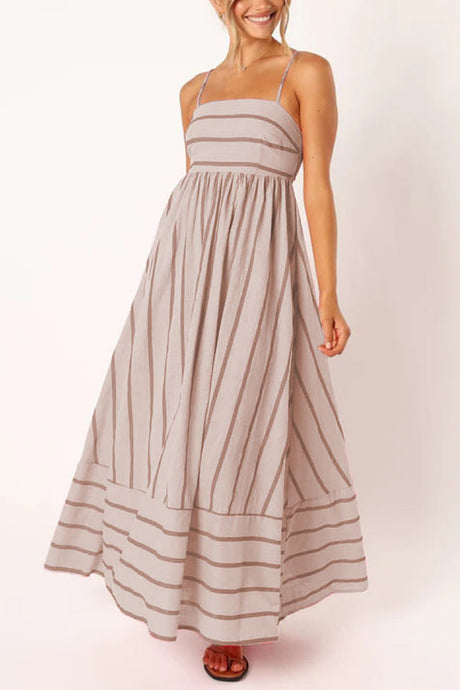 Arolora striped-smocked-cutout-cami-dress
