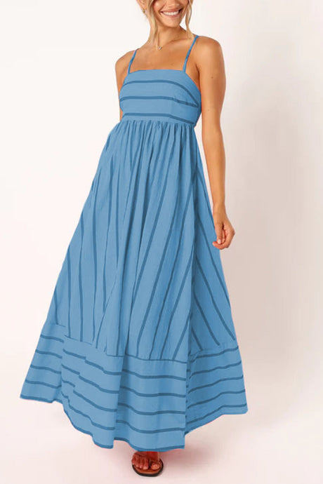 Arolora striped-smocked-cutout-cami-dress