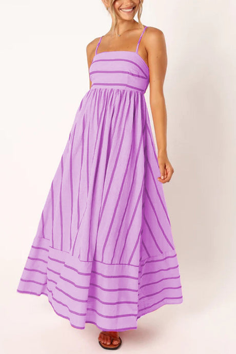 Arolora striped-smocked-cutout-cami-dress