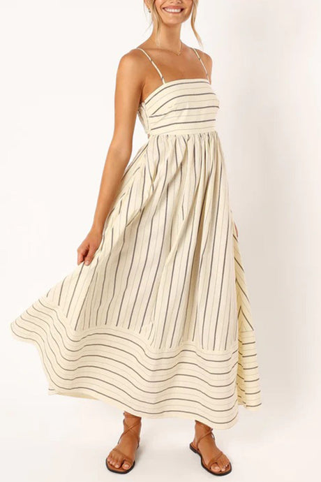 Arolora striped-smocked-cutout-cami-dress