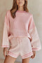 Striped Sweater Knit Shorts Set